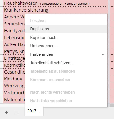Google Tabellen: Ein Tabellenblatt duplizieren