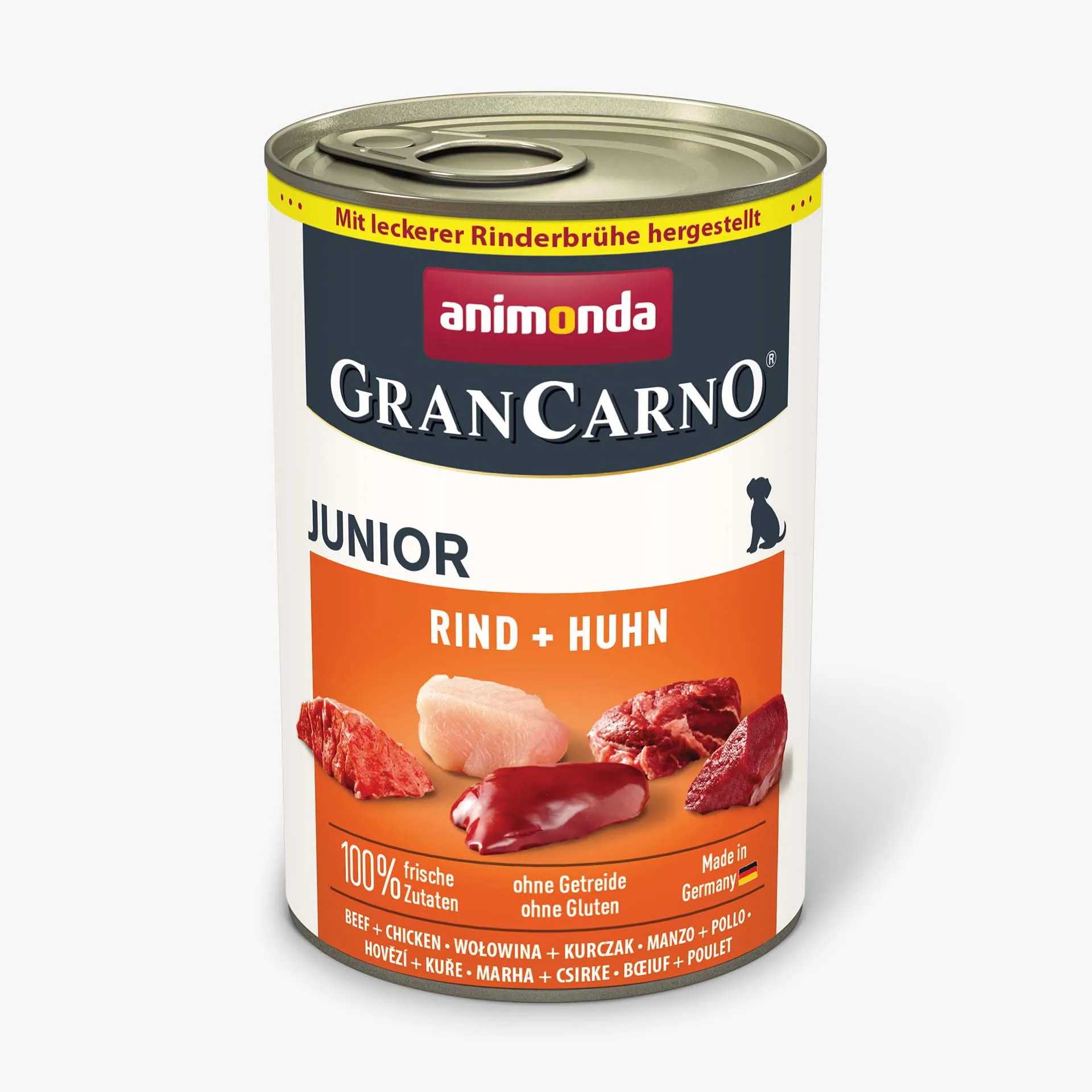 GranCarno Junior Nassfutter mit Rind und Huhn für Welpen