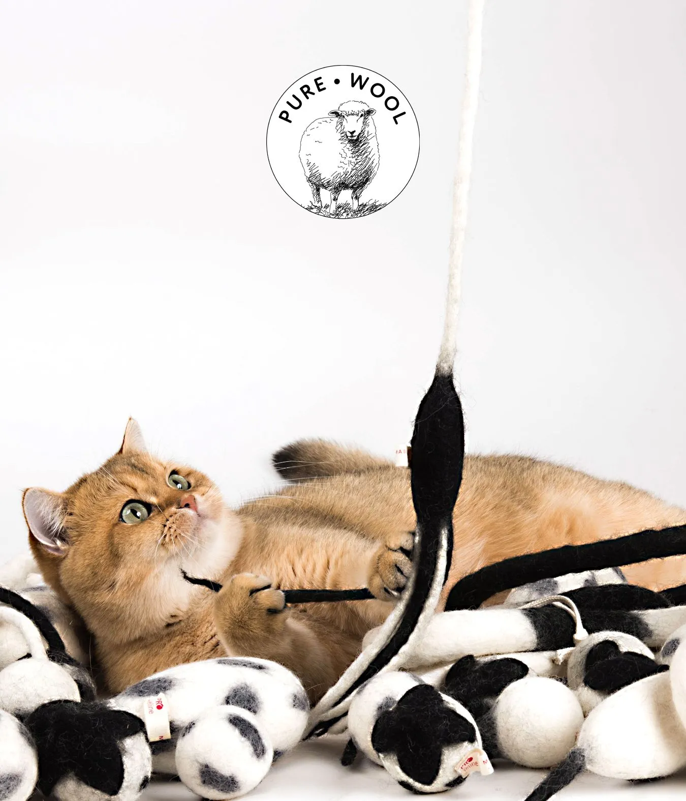 Handgefilztes Katzenspielzeug reine Schurwolle