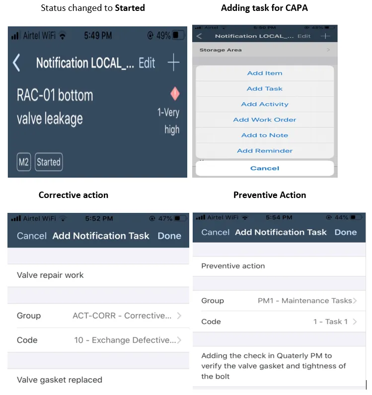 Hinzufügen von Korrektur- und Vorbeugungsmaßnahmen (CAPA) zu einer Benachrichtigung