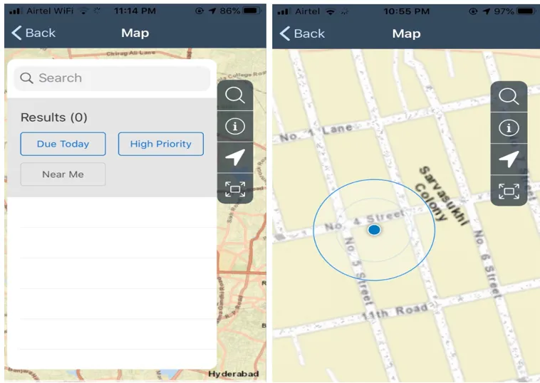 Identifizierung zugewiesener Instandhaltungsaufträge mithilfe der Kartenfunktion