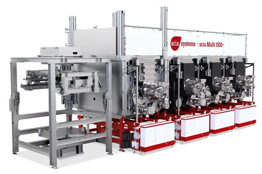 Industrielle PVD-Anlage scia Multi 1500 für großflächiges Magnetron-Sputtern