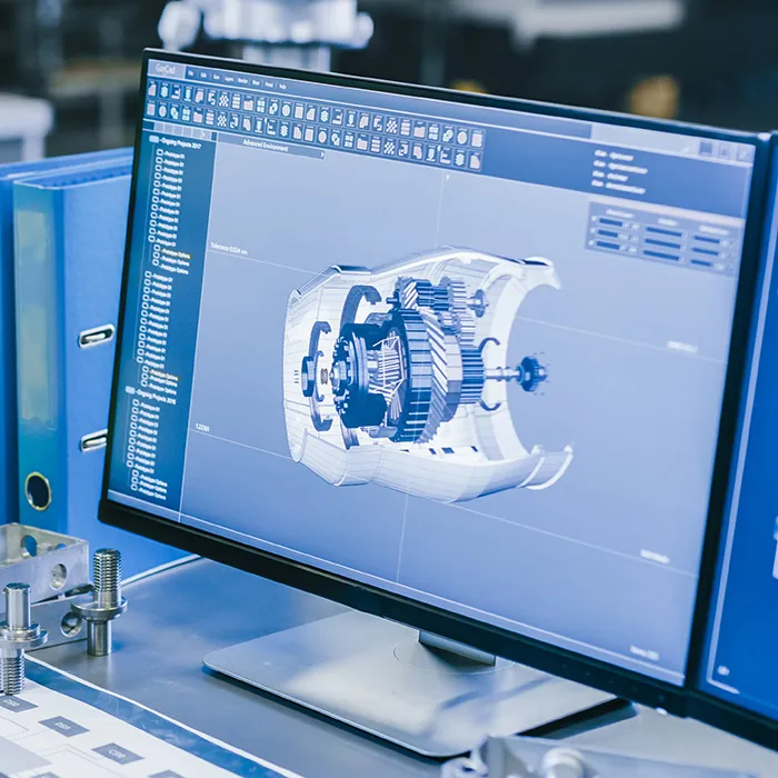 Industrielles Bauteil im CAD-Programm.
