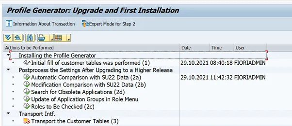 Initialbild der Transaktion SU25 zur Übernahme von SAP-Vorschlagswerten bei Upgrades