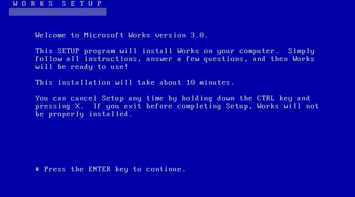 Installation von Microsoft Works 3.0 unter MS-DOS