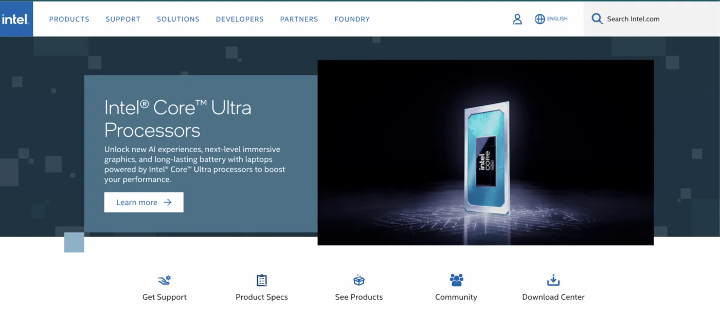 Intel Mikroprozessor auf einem blauen Schaltkreis