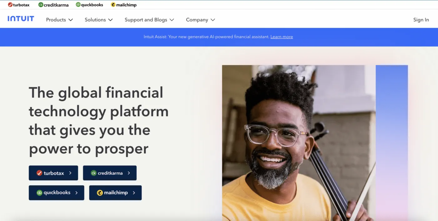 Intuit Logo und Symbole für QuickBooks, TurboTax und Mint