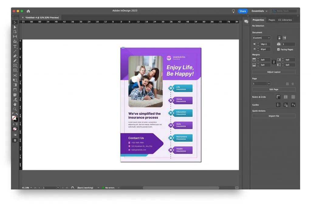 JPEG-Datei aus Canva in InDesign platziert
