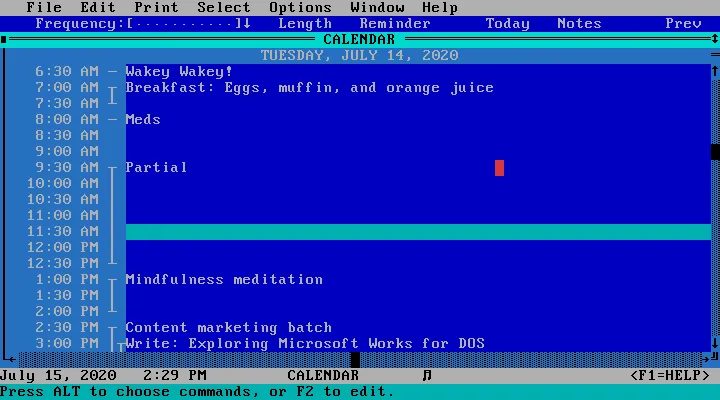 Kalender-Dienstprogramm in Microsoft Works