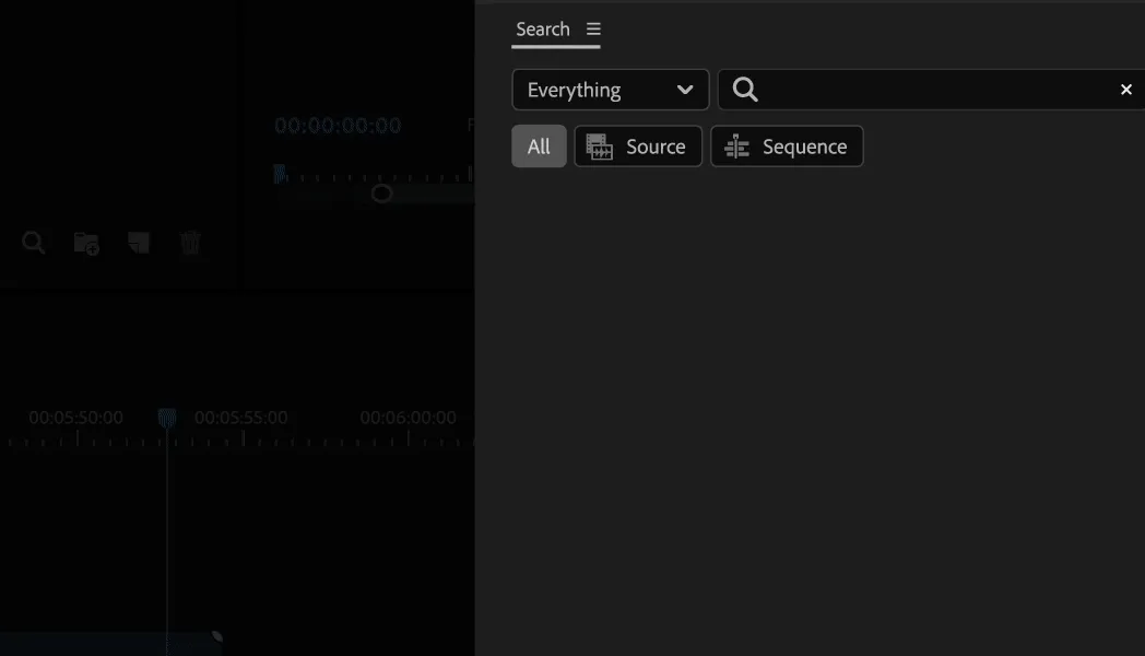 KI-gestützte Medienintelligenz in Premiere Pro: Ein GIF zeigt, wie die neue Suchfunktion von AI Premiere Pro Filmmaterial analysiert und relevante Clips basierend auf natürlicher Sprachsuche nach Objekten, Orten und Aktionen in Sekundenschnelle findet.