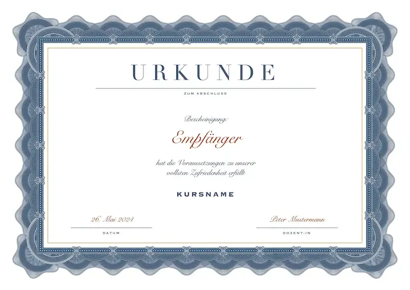 Klassisches Design einer Urkundenvorlage für PowerPoint