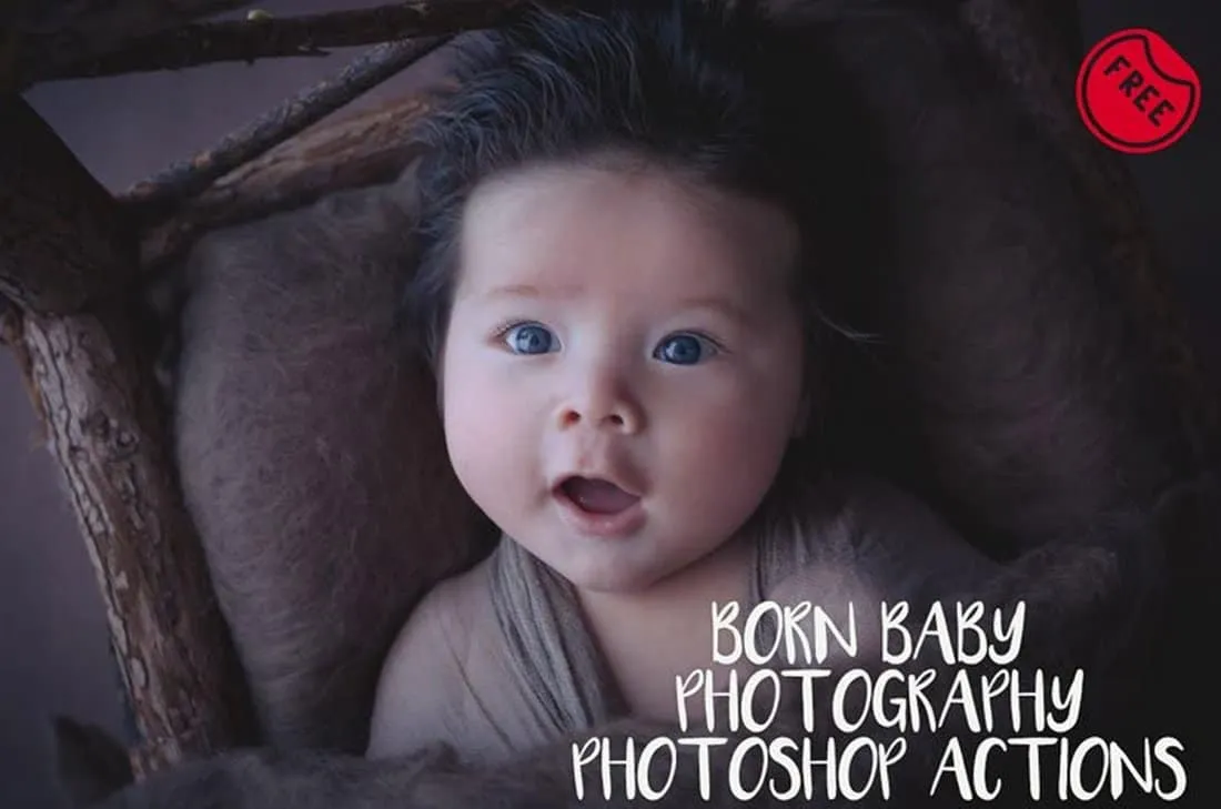 Kostenlose Born Baby Photoshop Actions: Zwei kreative, anpassbare Actions für niedliche Neugeborenenfotos