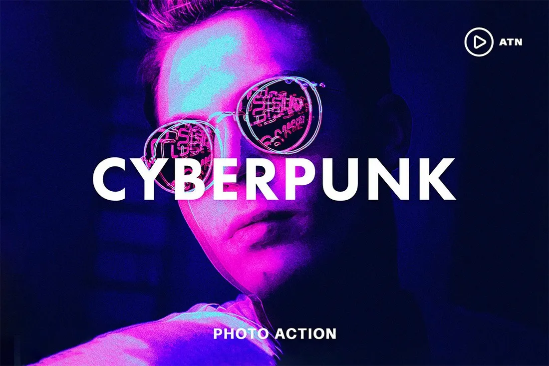 Kostenlose Cyberpunk Effekt Photoshop Action für farbenfrohe, lebendige Porträts, Poster und Cover