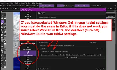 Krita Tablett-Einstellungen für Stiftdruck