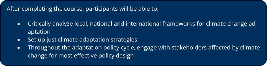 Lernziele des SC89 Kurses zur Klimaanpassung und sozialen Gerechtigkeit