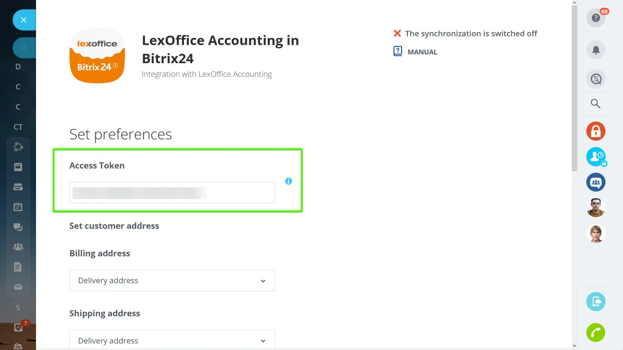 Lexoffice API Token in Bitrix24 Konfiguration einfügen