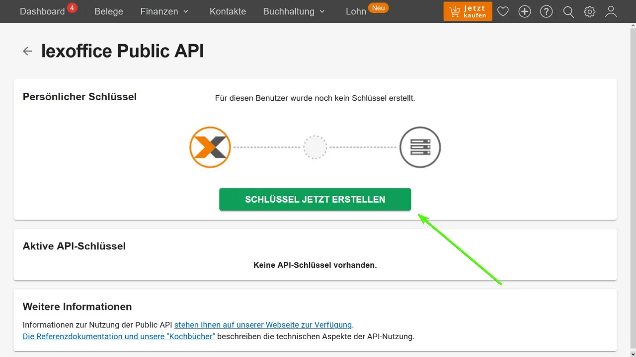 Lexoffice Public API Token erstellen