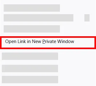 Link in neuem privaten Fenster öffnen Kontextmenü