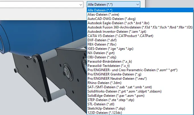 Liste der unterstützten Dateiformate für den Datenimport in Autodesk Fusion 360