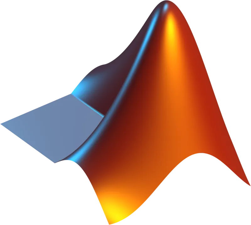 Logo von MATLAB, einer Programmierplattform von MathWorks für Ingenieure und Wissenschaftler, mit dem Schriftzug "MATLAB" in Rot