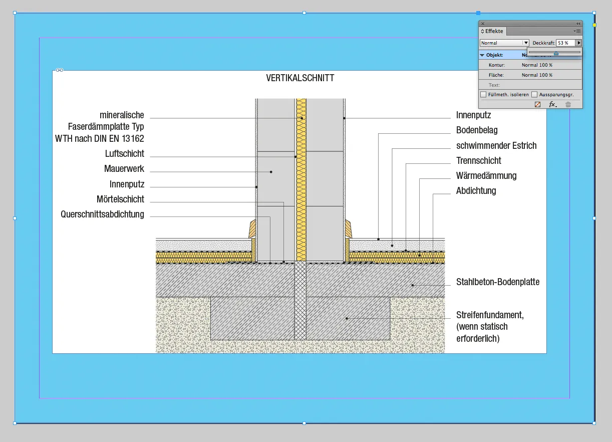 Lösung für InDesign: Rechteck mit Deckkraft im Hintergrund zur Korrektur der Grafikdarstellung