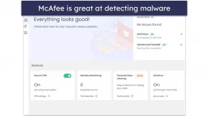 McAfee Malware-Erkennung und Internetschutzfunktionen
