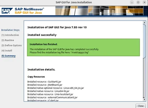 Meldung: SAP GUI Installation erfolgreich abgeschlossen