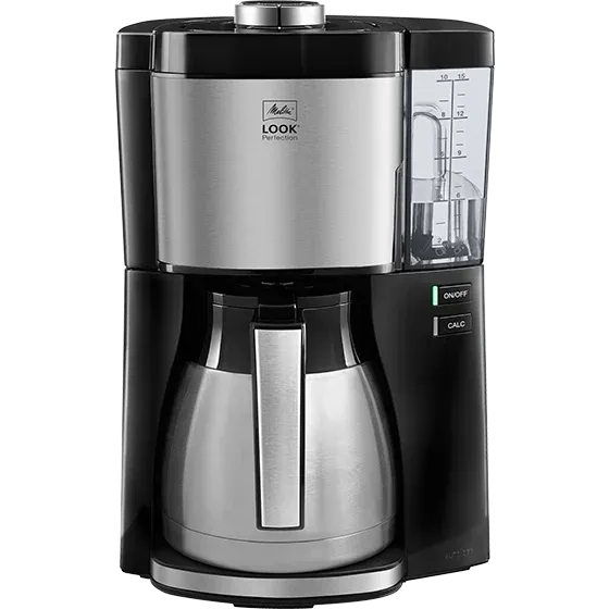 Melitta LOOK Therm Perfection Filterkaffeemaschine in Schwarz auf einer Küchenzeile