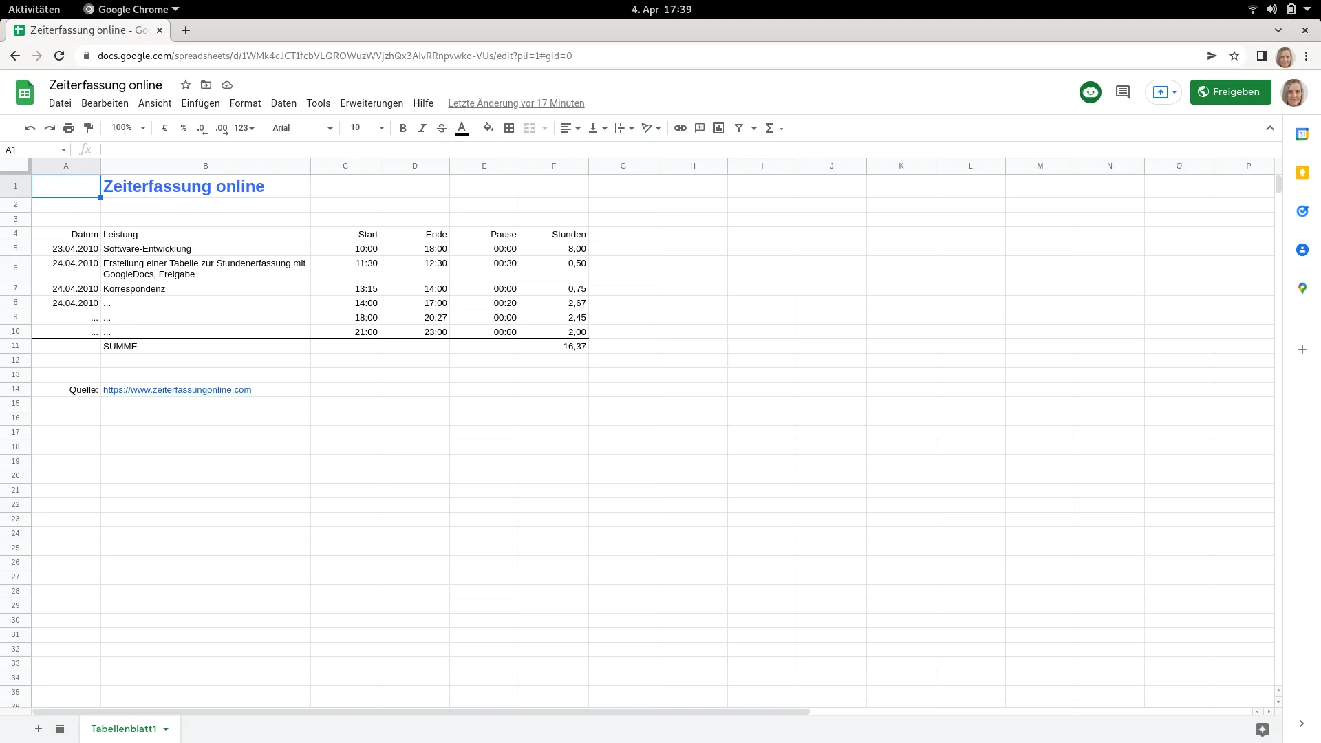Menü nach Anmeldung aktiv