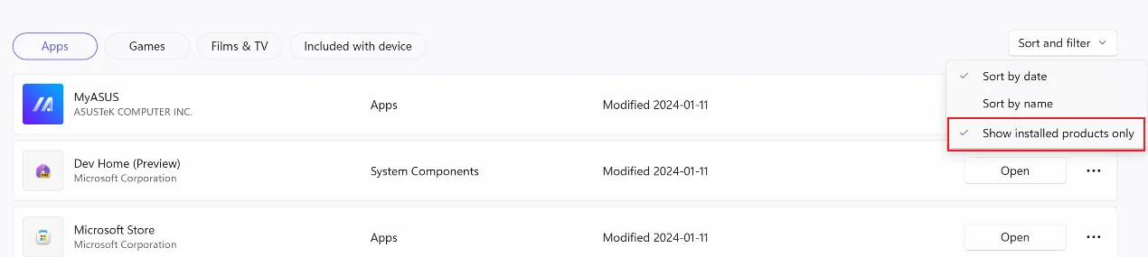 Microsoft Store App-Downloads starten