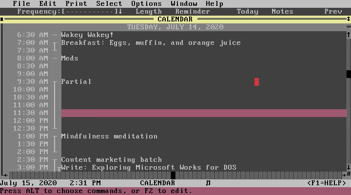 Microsoft Works VMS-Farbschema
