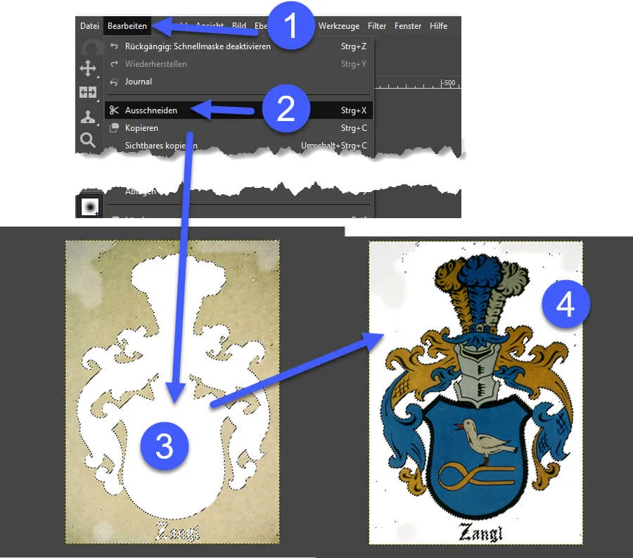 Motiv ausschneiden in GIMP