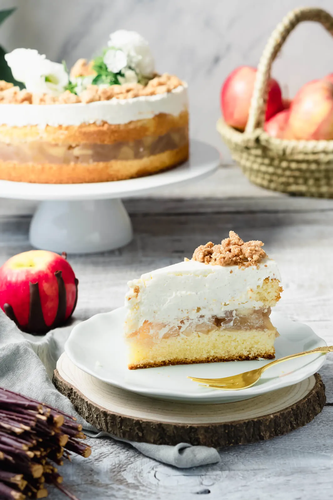 Nahaufnahme von Apfelkuchenstücken