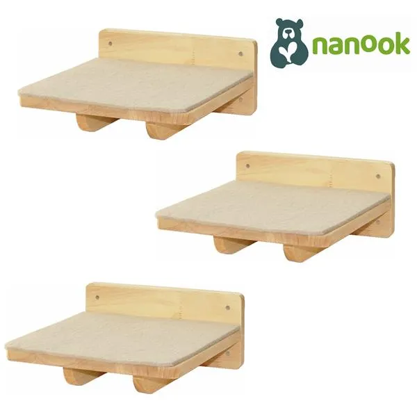 Nanook Katzentreppe 3-teilig aus Gummibaumholz für Wandmontage