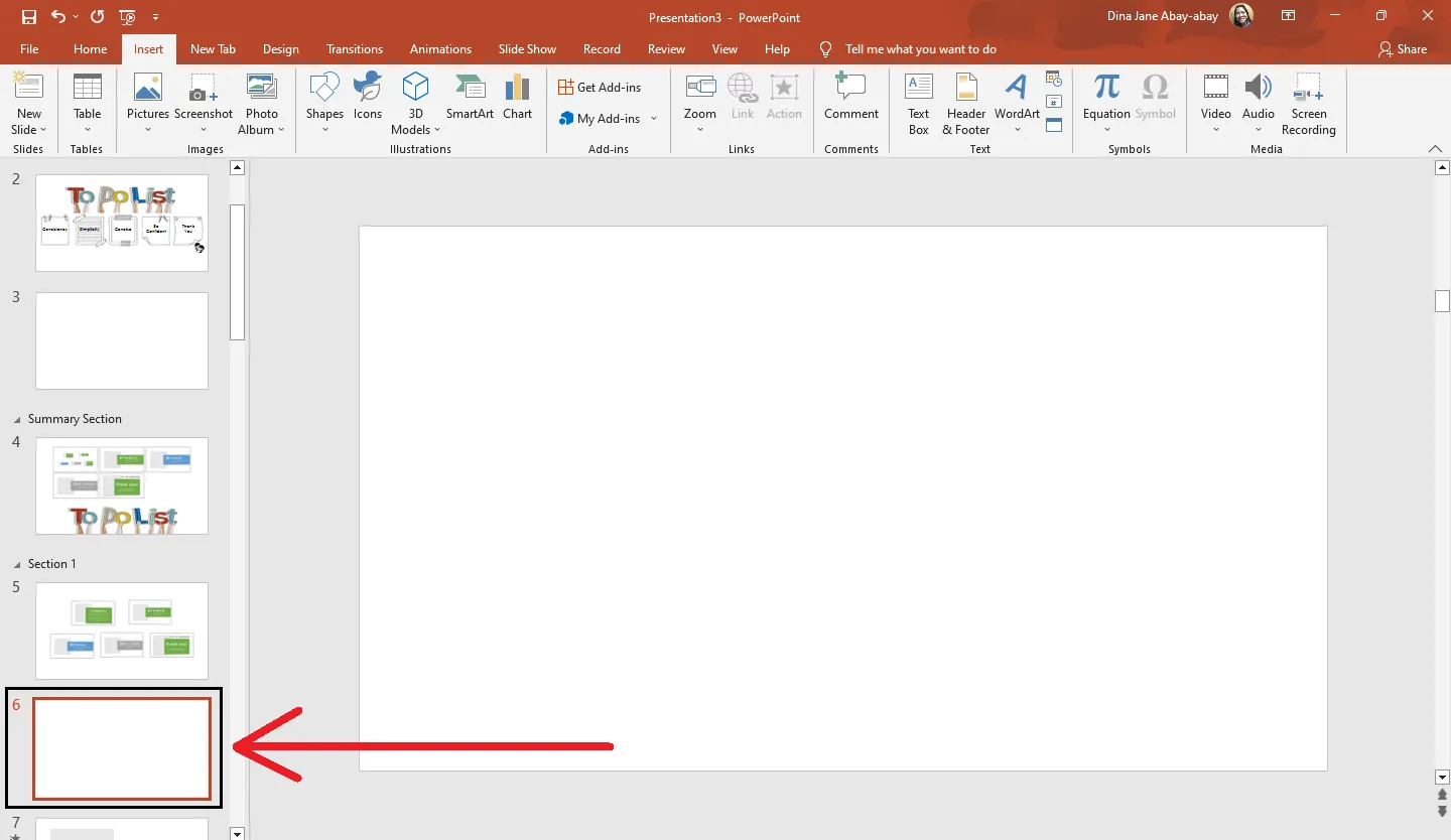 Neue Folie für den Abschnittszoom in PowerPoint erstellen