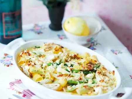 Nudelauflauf mit Fenchel und Feta