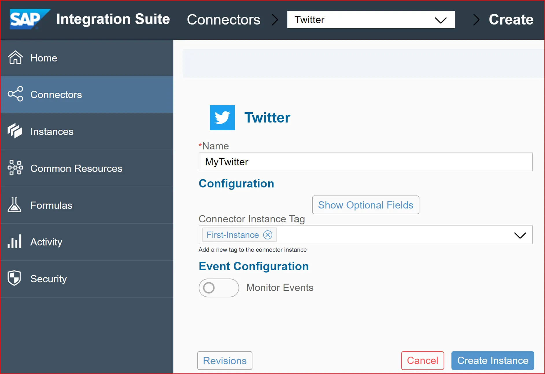 OAuth-Autorisierung für die Twitter-Verbindung in SAP Open Connectors
