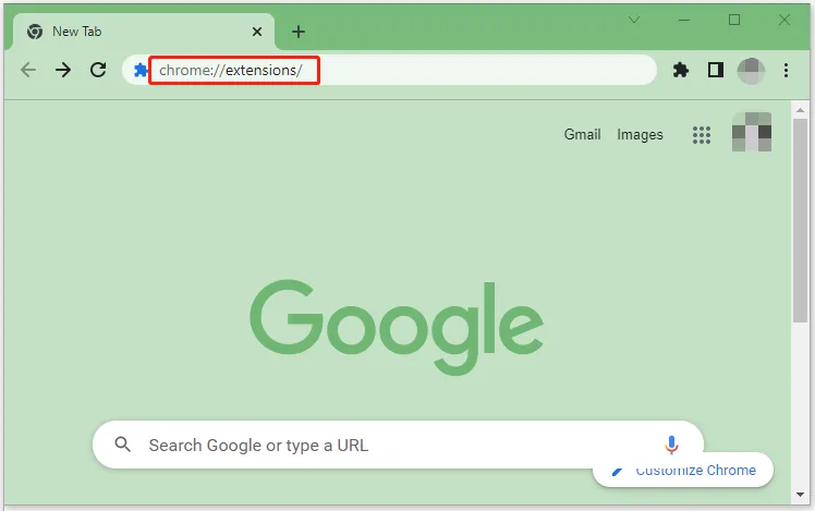 Öffnen Sie das Erweiterungsfenster in Google Chrome
