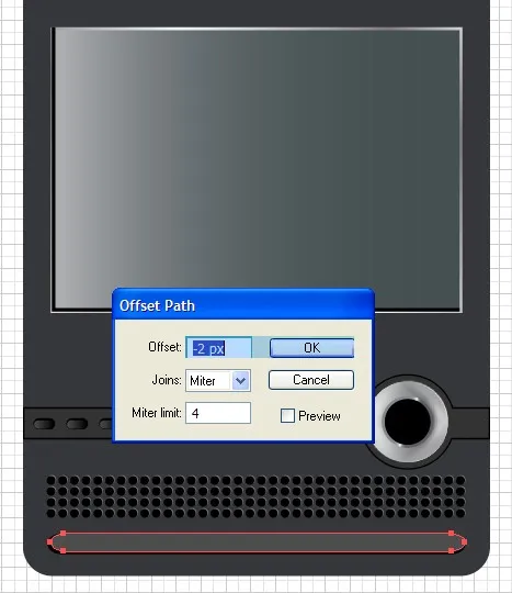 Offset-Pfad der Bedienleiste mit Grau-Füllung und Verschiebung für Glanzeffekt