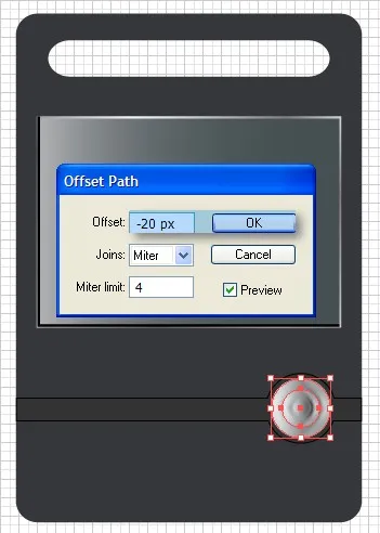 Offset-Pfad mit -20px für den inneren Kreis des DVD-Players