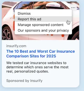 Option &quot;Diese Anzeige melden&quot;