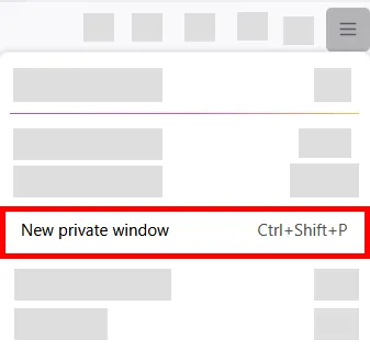 Option "Neues privates Fenster" im Firefox Menü