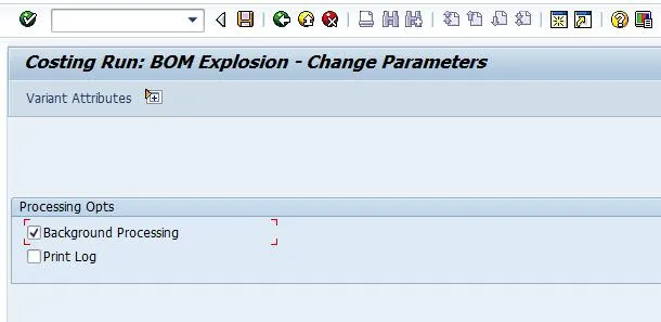 Parameter für die Stücklistenauflösung in SAP CK40N mit Aktivierung der Hintergrundverarbeitung