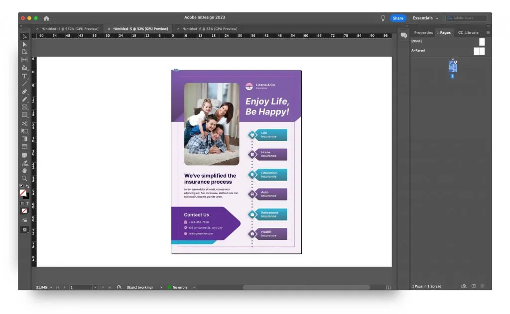 PDF-Datei aus Canva in InDesign platziert