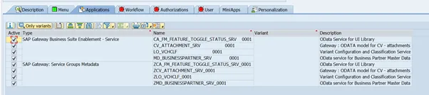 PFCG-Anwendungs-Tab ohne verfügbare SU24-Varianten