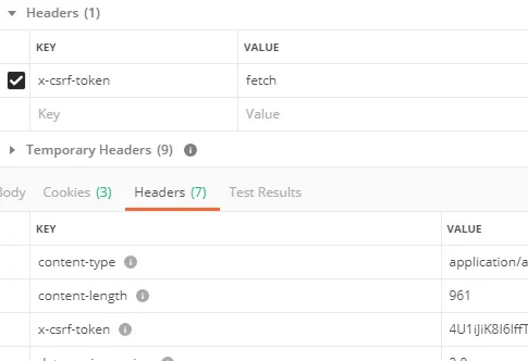 Postman-Header für CSRF-Token in OData-Anfragen