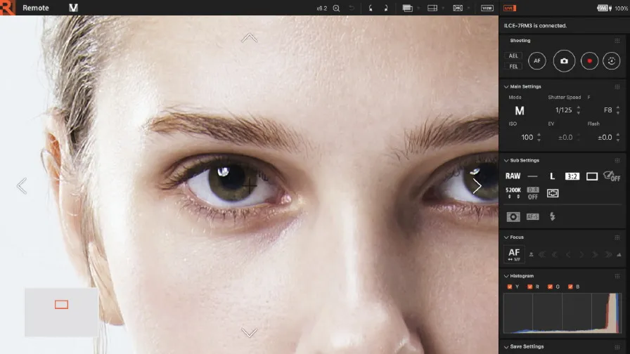 Präzise Fokus-Einstellung mit vergrößerter Ansicht in Imaging Edge Remote für Mac