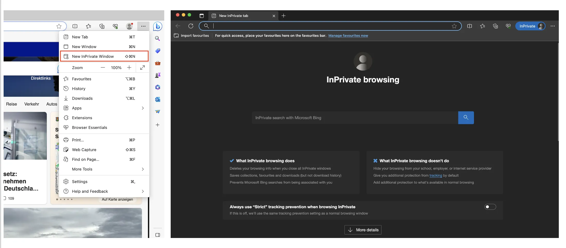 Privates Browsen in Opera starten