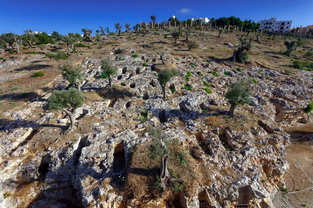 Punische Nekropole von Puig des Molins auf Ibiza. Alte DNA aus menschlichen Überresten wurde hier sequenziert.