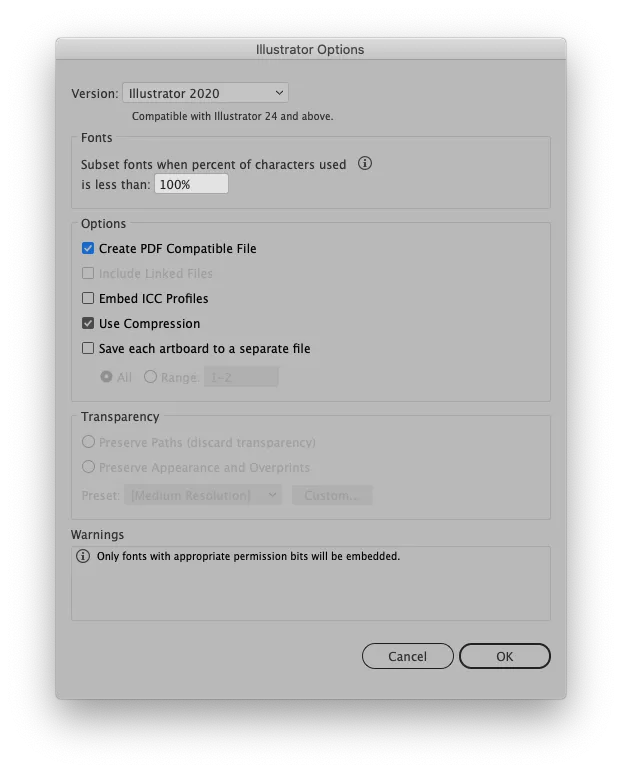 Quick Look-Vorschau einer Adobe Illustrator-Datei, die nur das generische AI-Symbol anzeigt und nicht den Dateiinhalt unter mac os monterey illustrator.